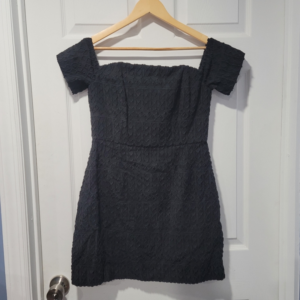 NEW Vineyard Vines womens size 8 black cocktail dress Jacquard off shoulder
